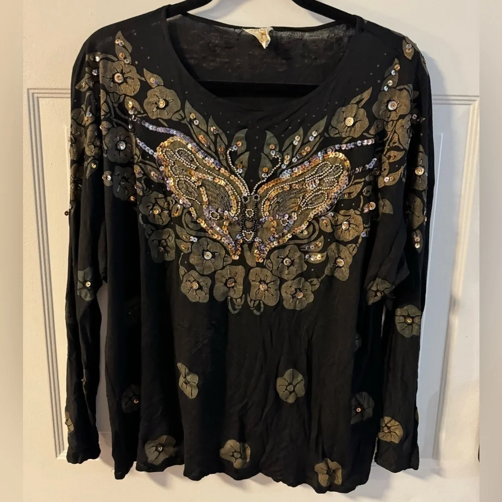 Y2K Embellished Beaded Butterfly Sparkle Floral Fairy Whimsicalgoth Vintage Boho - Picture 1 of 15